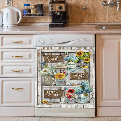 God Says You Are The Girl Dishwasher Cover, Christian Dishwasher Stickers, Religious Kitchen Decor