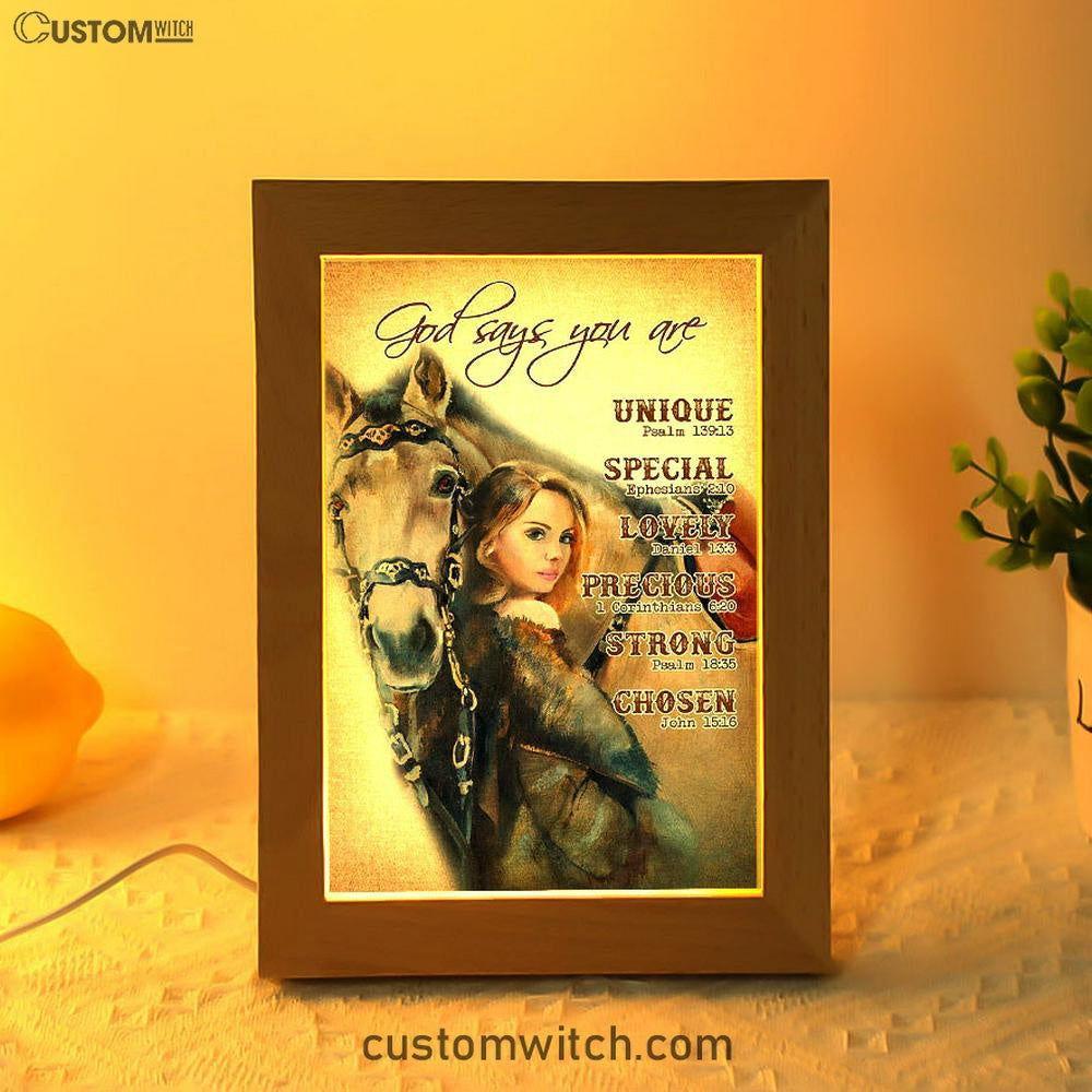 God Says You Are The Girl Frame Lamp Art - Christian Frame Lamp - Religious Gifts Night Light