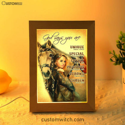 God Says You Are The Girl Frame Lamp Art - Christian Frame Lamp - Religious Gifts Night Light