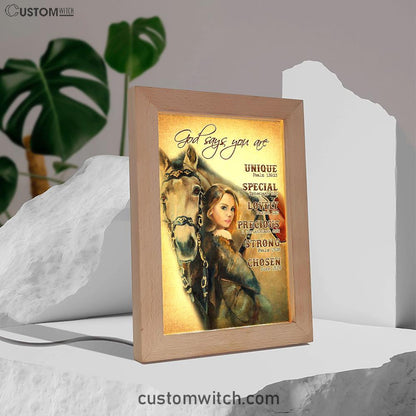 God Says You Are The Girl Frame Lamp Art - Christian Frame Lamp - Religious Gifts Night Light
