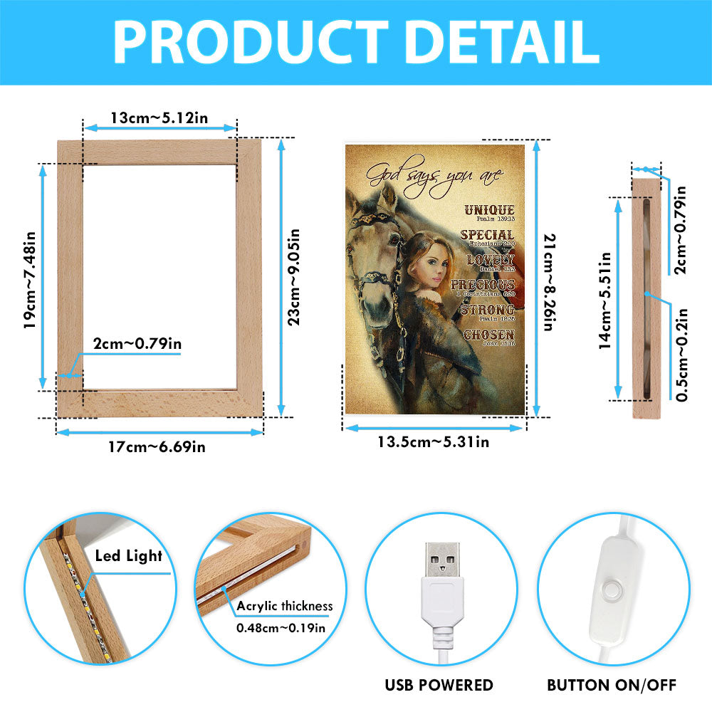 God Says You Are The Girl Frame Lamp Art - Christian Frame Lamp - Religious Gifts Night Light