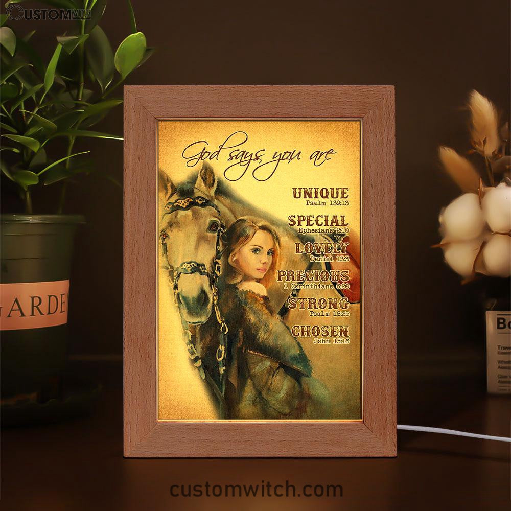 God Says You Are The Girl Frame Lamp Art - Christian Frame Lamp - Religious Gifts Night Light