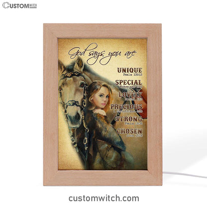 God Says You Are The Girl Frame Lamp Art - Christian Frame Lamp - Religious Gifts Night Light