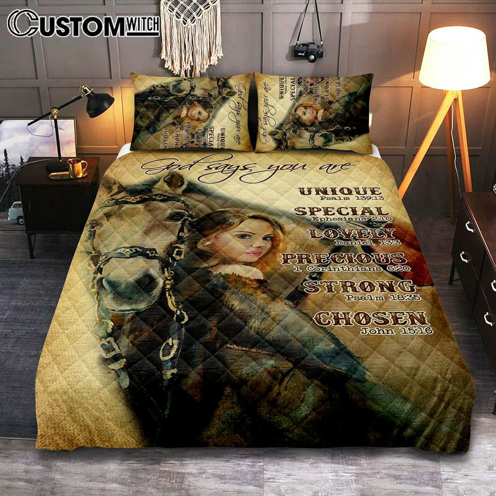 God Says You Are The Girl Quilt Bedding Set Bedroom - Christian Cover Twin Bedding Quilt Bedding Set - Religious Quilt Bedding Set Prints