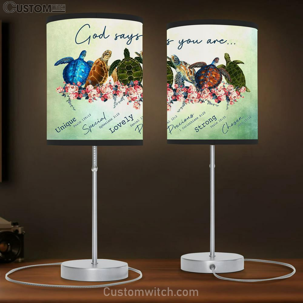 God Says You Are Turtles Large Table Lamb Art - Christian Lamb Gift Home Decor - Religious Table Lamb Prints