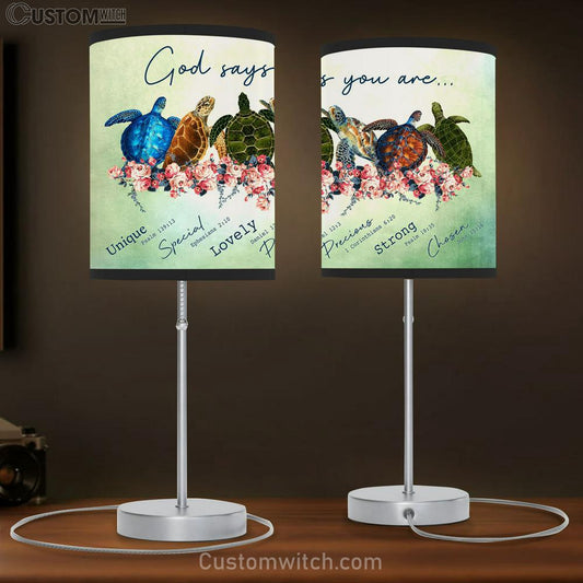 God Says You Are Turtles Large Table Lamb Art - Christian Lamb Gift Home Decor - Religious Table Lamb Prints