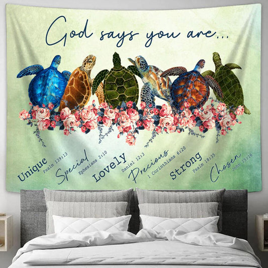 God Says You Are Turtles Large Tapestry Art - Christian Wall Art Home Decor - Religious Tapestry Prints