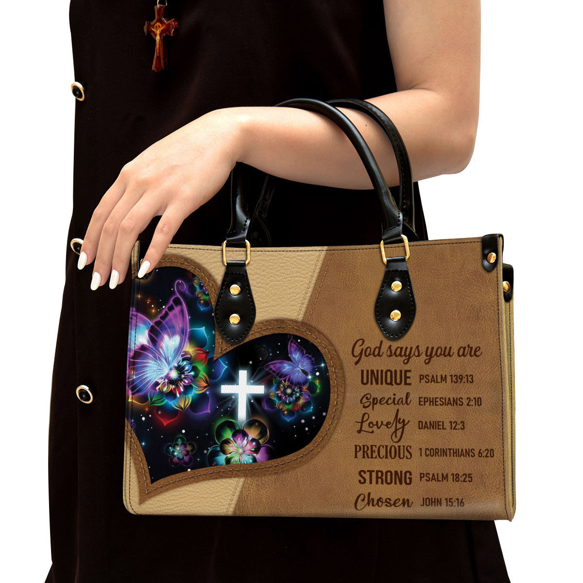 God Says You Are Unique, Beautiful Butterfly Leather Bag, Christian Pu Leather Bags For Women