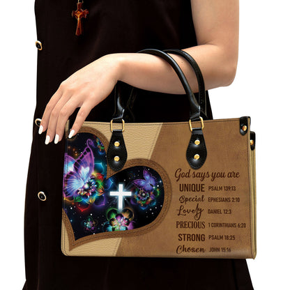 God Says You Are Unique, Beautiful Butterfly Leather Bag, Christian Pu Leather Bags For Women