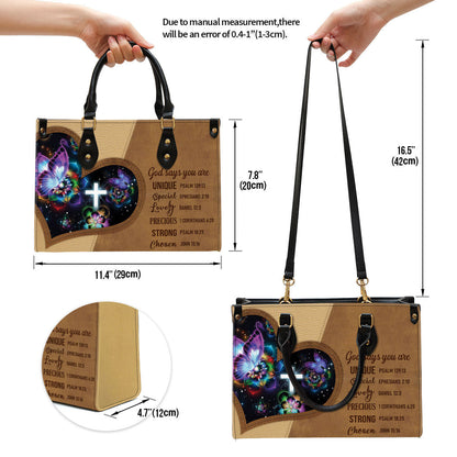 God Says You Are Unique, Beautiful Butterfly Leather Bag, Christian Pu Leather Bags For Women