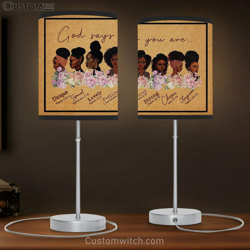 God Says You Are Unique Special Lovely Precious Strong Chosen Forgiven Table Lamb Gift For Black Women