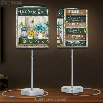 God Says You Are Unique Special Strong Lovely Precious Chosen Flower Butterfly Large Table Lamb Art - Christian Lamb Gift - Religious Table Lamb Prints