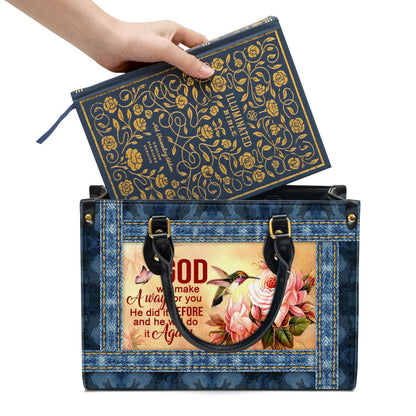 God Will Make A Way For You Zippered Leather Handbag With Handle Gift For Her, Women Pu Leather Bag