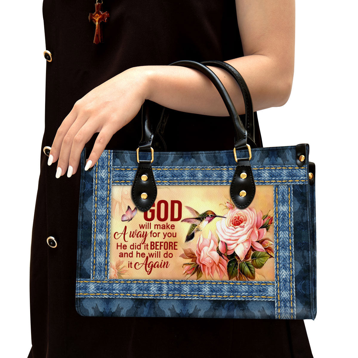 God Will Make A Way For You Zippered Leather Handbag With Handle Gift For Her, Women Pu Leather Bag