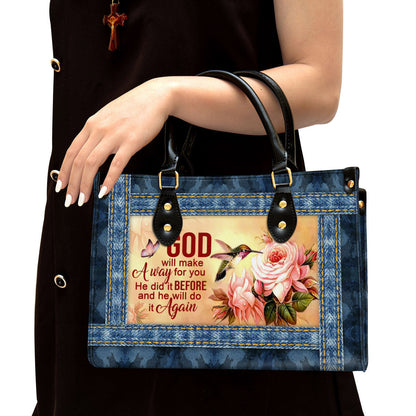 God Will Make A Way For You Zippered Leather Handbag With Handle Gift For Her, Women Pu Leather Bag