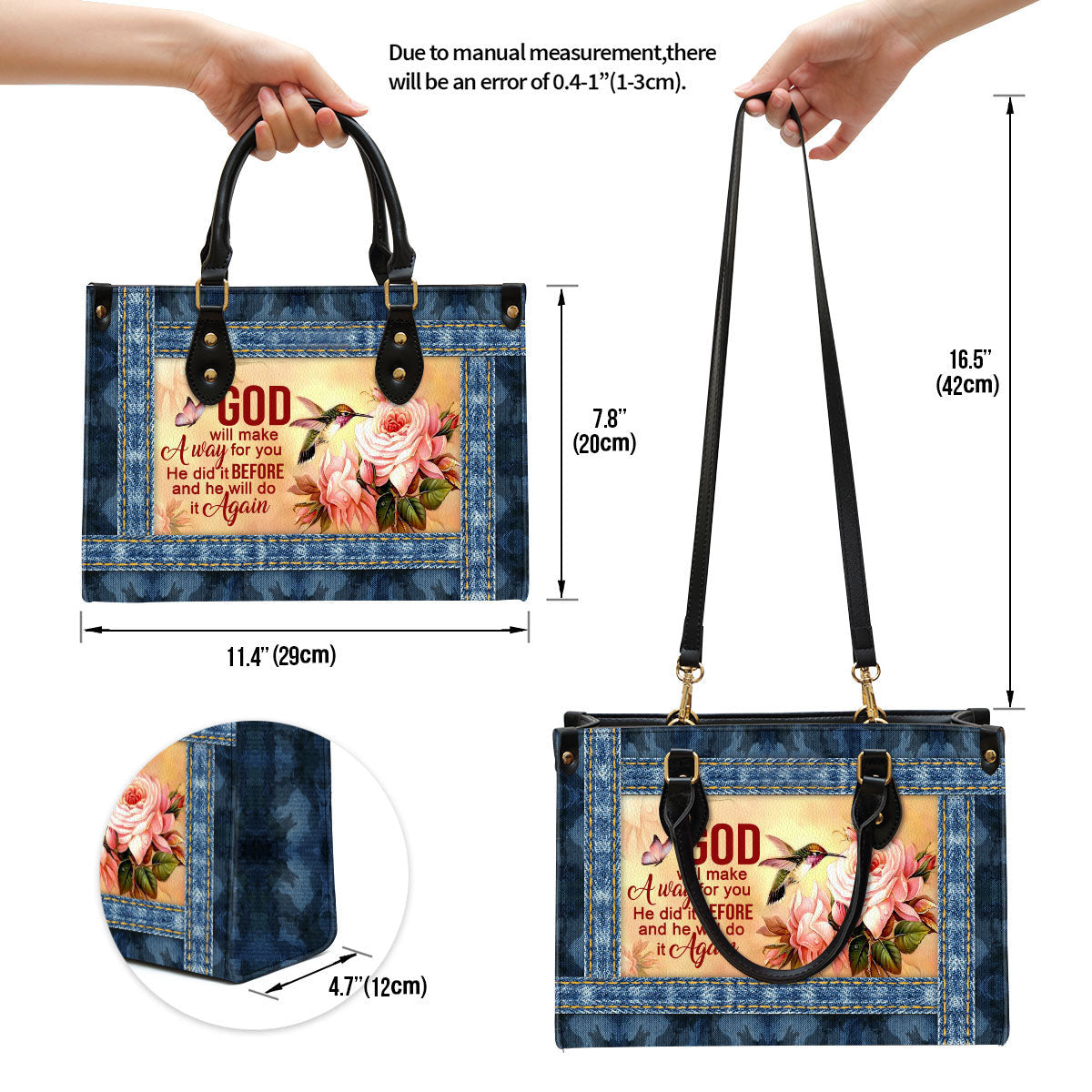 God Will Make A Way For You Zippered Leather Handbag With Handle Gift For Her, Women Pu Leather Bag