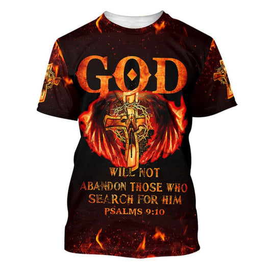 God Will Not Abandon Those Who Search For Him All Over Print 3D T-Shirt, Gift For Christian, Jesus Shirt