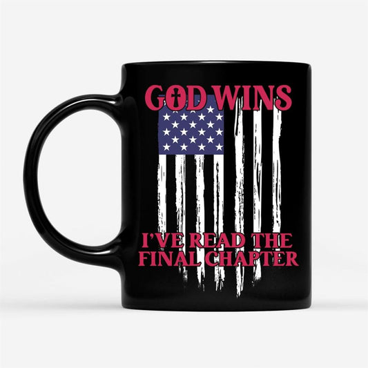God Wins American Flag Coffee Mug, Christian Mug, Bible Mug, Faith Gift, Encouragement Gift
