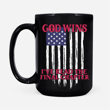 God Wins American Flag Coffee Mug, Christian Mug, Bible Mug, Faith Gift, Encouragement Gift