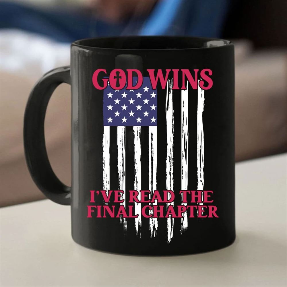 God Wins American Flag Coffee Mug, Christian Mug, Bible Mug, Faith Gift, Encouragement Gift