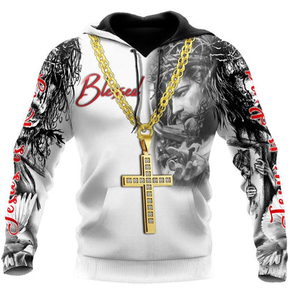 God With Necklace Jesus Is The King God 3D Hoodie For Man And Women, Jesus Printed 3D Hoodie