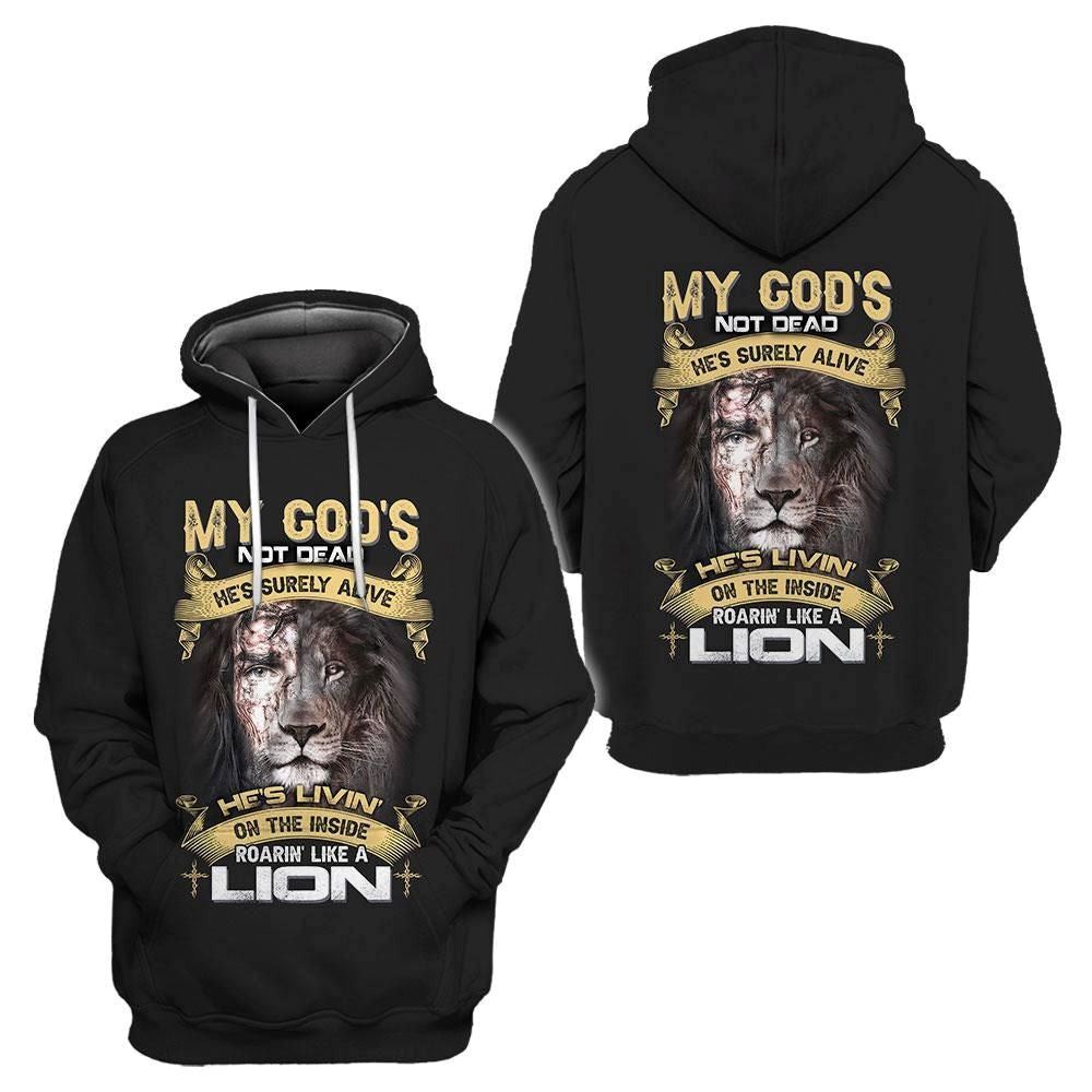 God's Living On The Inside Roarin Like A Lion God 3D Hoodie For Man And Women, Jesus Printed 3D Hoodie