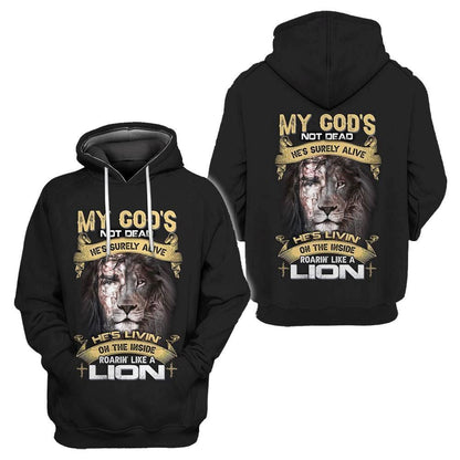 God's Living On The Inside Roarin Like A Lion God 3D Hoodie For Man And Women, Jesus Printed 3D Hoodie