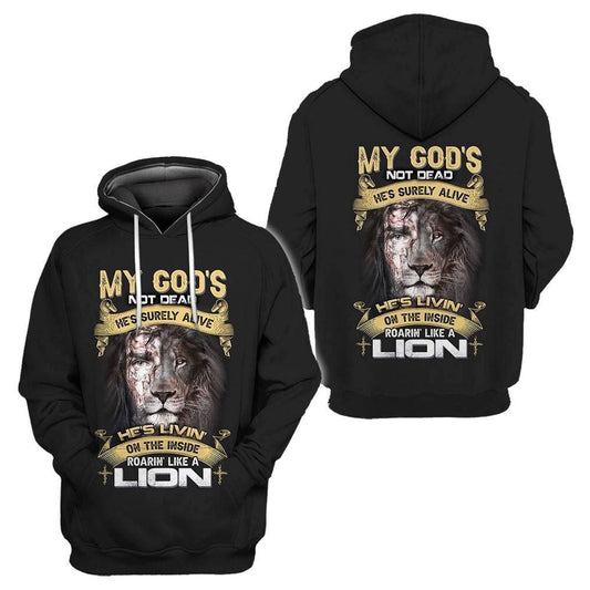 God's Living On The Inside Roarin Like A Lion God 3D Hoodie For Man And Women, Jesus Printed 3D Hoodie