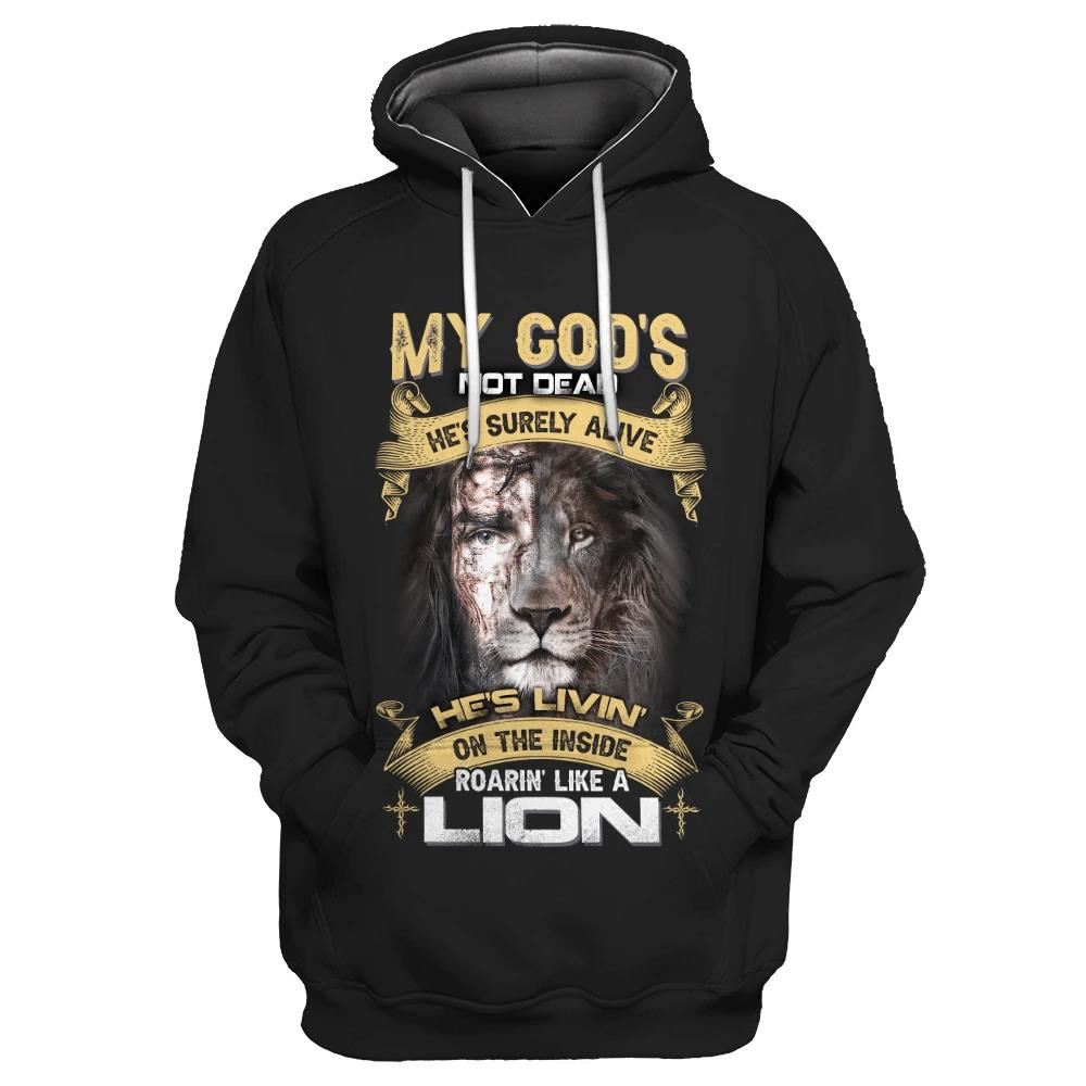 God's Living On The Inside Roarin Like A Lion God 3D Hoodie For Man And Women, Jesus Printed 3D Hoodie