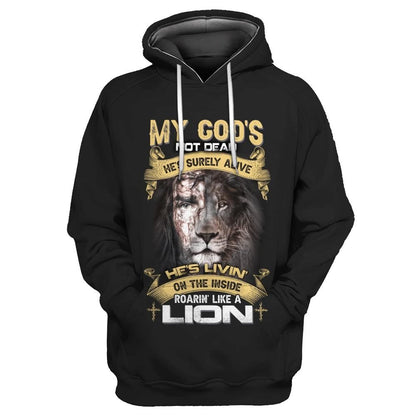 God's Living On The Inside Roarin Like A Lion God 3D Hoodie For Man And Women, Jesus Printed 3D Hoodie
