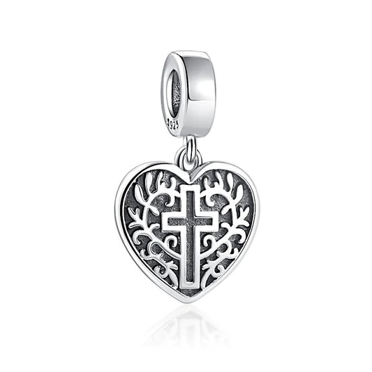 God's Love, Crucifix 925 Sterling Silver Christian Charm For Bracelet, Religious Bracelets, Christian Gift