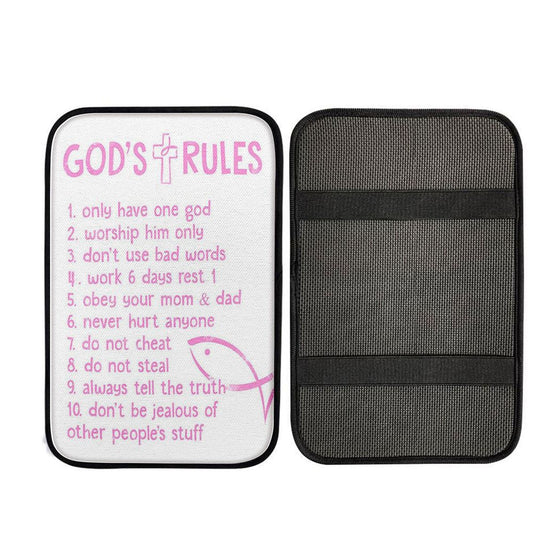 God's Rules Car Center Console Cover - Christian Gift For Child, Religious Car Interior Accessories