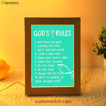 God's Rules Decor - Kids Bedroom Decor - Christian Night Light Decor