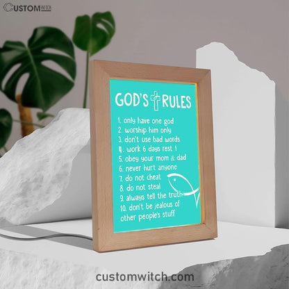 God's Rules Decor - Kids Bedroom Decor - Christian Night Light Decor