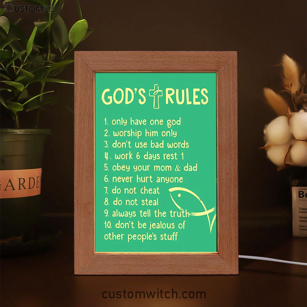 God's Rules Decor - Kids Bedroom Decor - Christian Night Light Decor