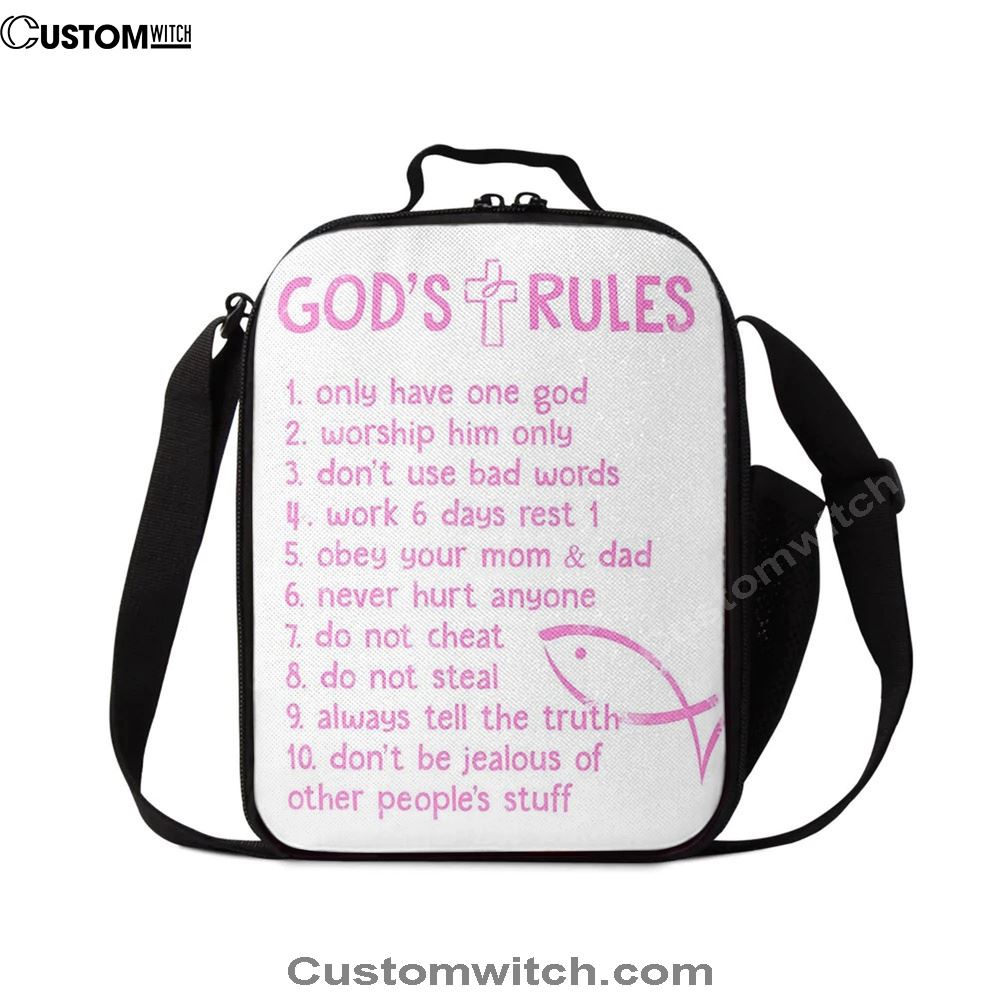 God's Rules Lunch Bag, Christian Gift For Child, Christian Lunch Bag, Religious Lunch Box For School, Picnic