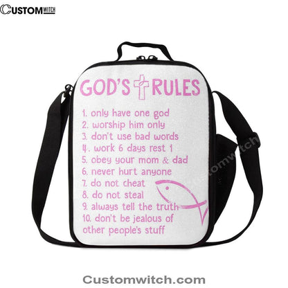 God's Rules Lunch Bag, Christian Gift For Child, Christian Lunch Bag, Religious Lunch Box For School, Picnic