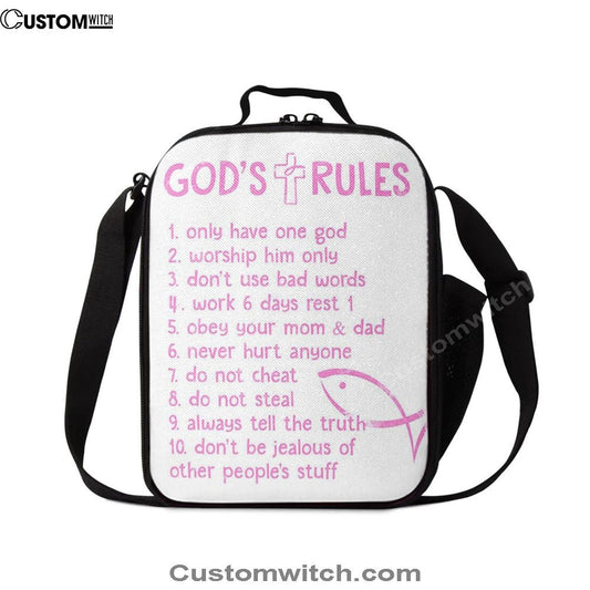 God's Rules Lunch Bag, Christian Gift For Child, Christian Lunch Bag, Religious Lunch Box For School, Picnic