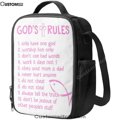 God's Rules Lunch Bag, Christian Gift For Child, Christian Lunch Bag, Religious Lunch Box For School, Picnic
