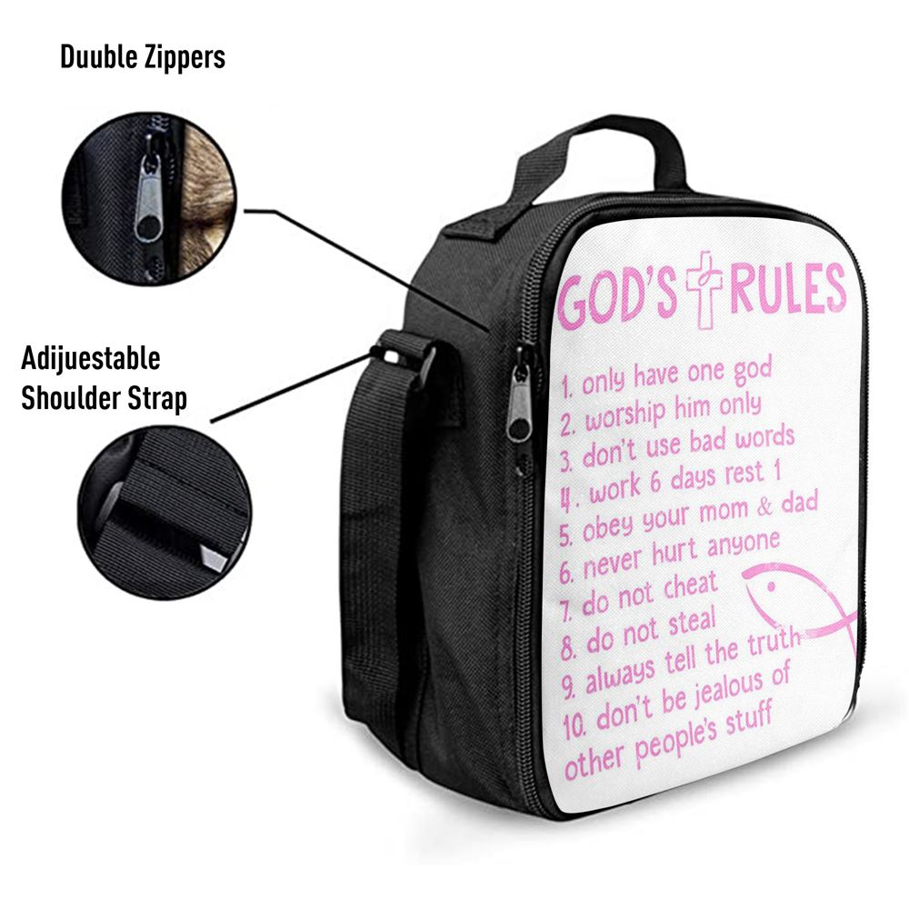 God's Rules Lunch Bag, Christian Gift For Child, Christian Lunch Bag, Religious Lunch Box For School, Picnic