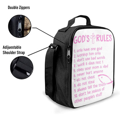God's Rules Lunch Bag, Christian Gift For Child, Christian Lunch Bag, Religious Lunch Box For School, Picnic
