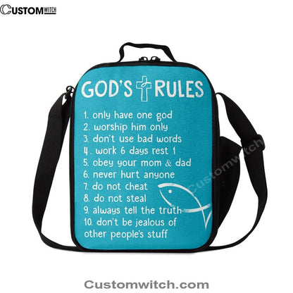 God's Rules Lunch Bag, Kids Bedroom Decor, Christian Lunch Bag, Religious Lunch Box For School, Picnic
