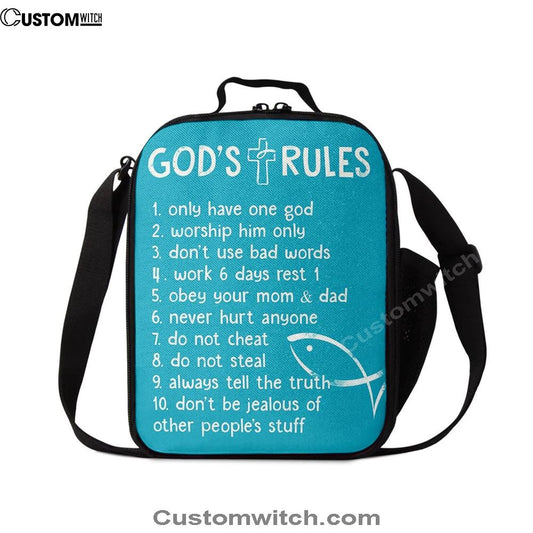 God's Rules Lunch Bag, Kids Bedroom Decor, Christian Lunch Bag, Religious Lunch Box For School, Picnic