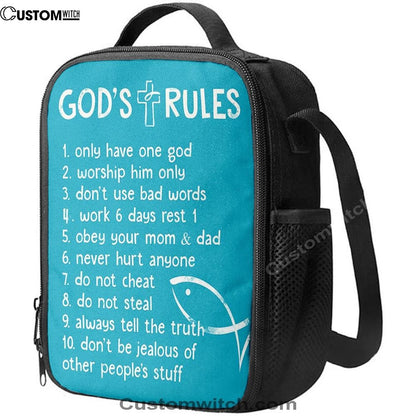 God's Rules Lunch Bag, Kids Bedroom Decor, Christian Lunch Bag, Religious Lunch Box For School, Picnic