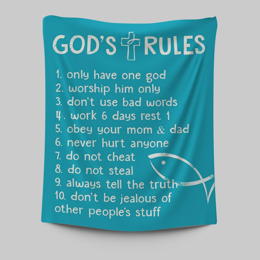 God's Rules Wall Decor - Kids Bedroom Decor - Christian Tapestries Wall Art Decor