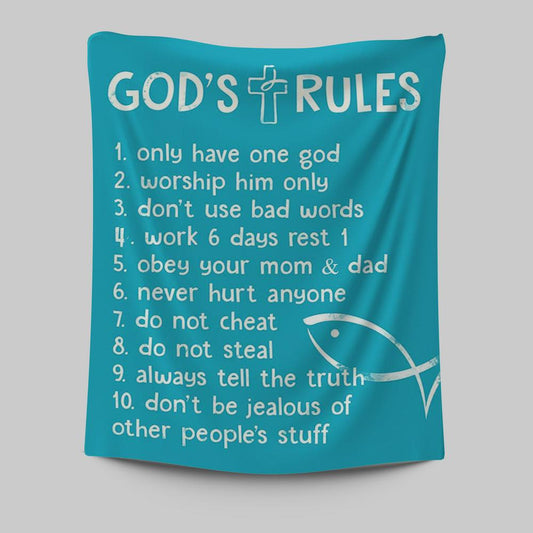 God's Rules Wall Decor - Kids Bedroom Decor - Christian Tapestries Wall Art Decor