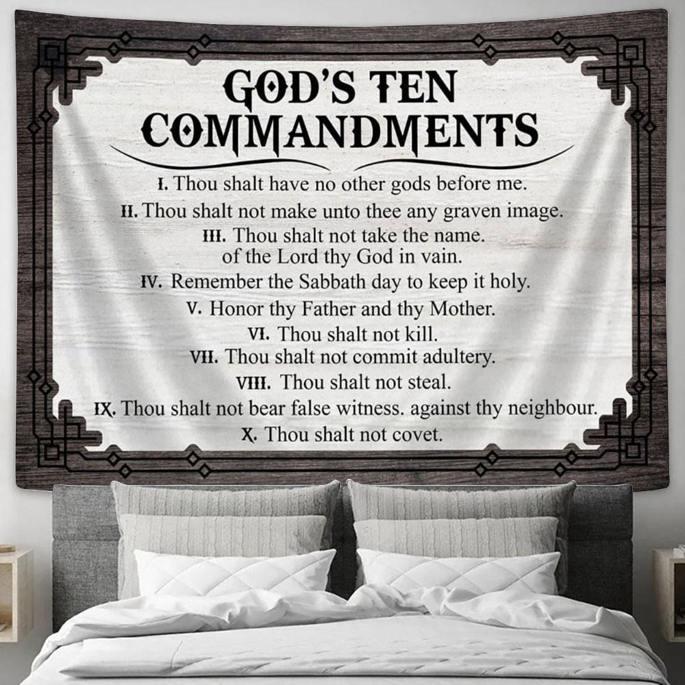 God's Ten Commandments Tapestry Print - Inspirational Tapestry Art - Scripture Wall Art