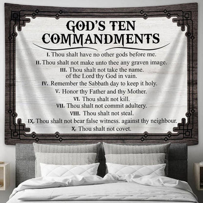 God's Ten Commandments Tapestry Print - Inspirational Tapestry Art - Scripture Wall Art