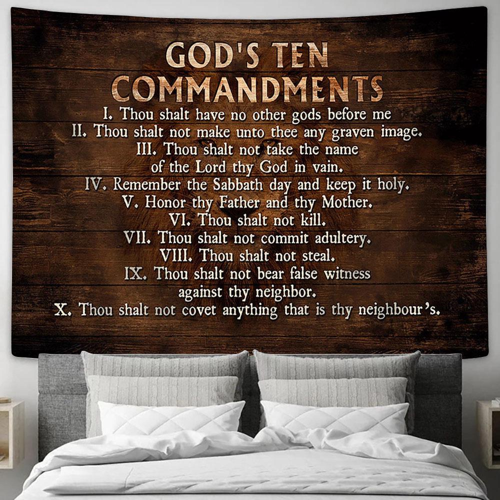 God's Ten Commandments Wall Art Tapestry - Christian Wall Art - Religious Art