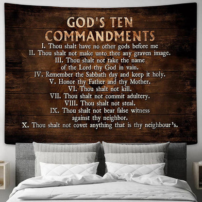 God's Ten Commandments Wall Art Tapestry - Christian Wall Art - Religious Art